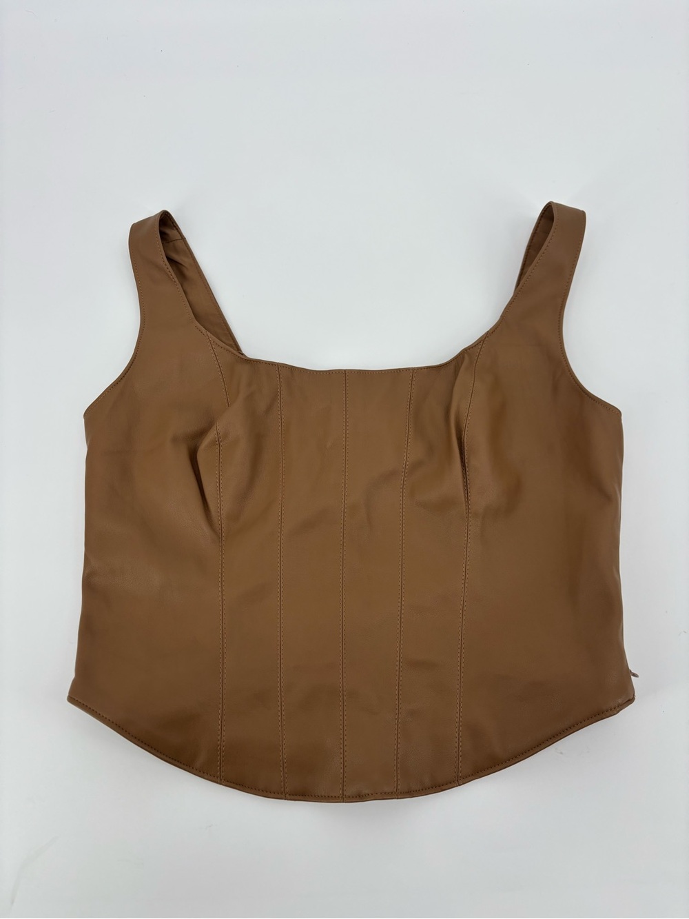 Abercrombie & Fitch Faux Leather Corset Top Brown NWT Women Size S Small Crop